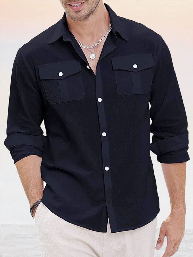 Classic Fit Solid Shirt Shirts coofandy Black M 