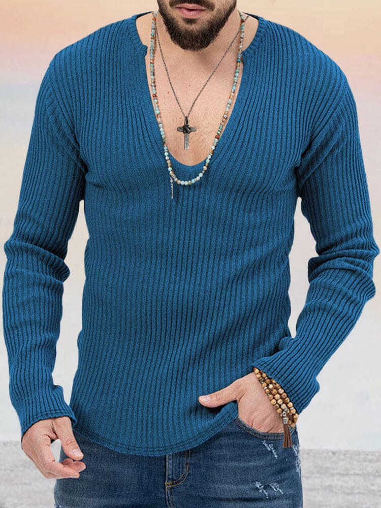 Cozy Stretchy Knit Top Shirts coofandy Dark Blue S 