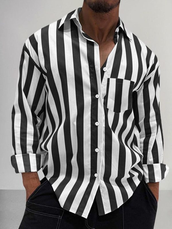 Premium Stretchy Stripe Shirt Shirts coofandy Black S 