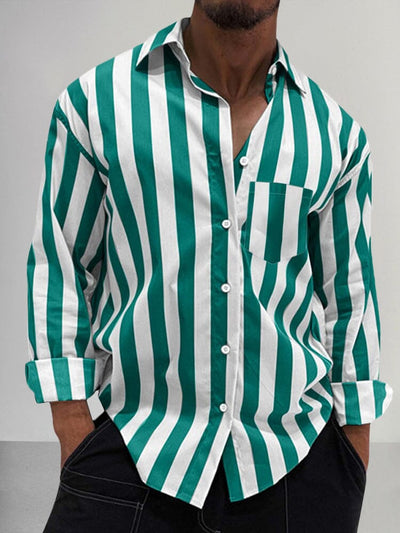 Premium Stretchy Stripe Shirt Shirts coofandy Lake Blue S 
