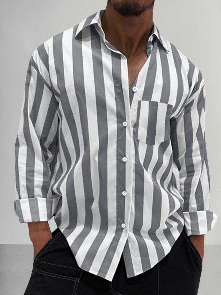 Premium Stretchy Stripe Shirt Shirts coofandy Light Grey S 