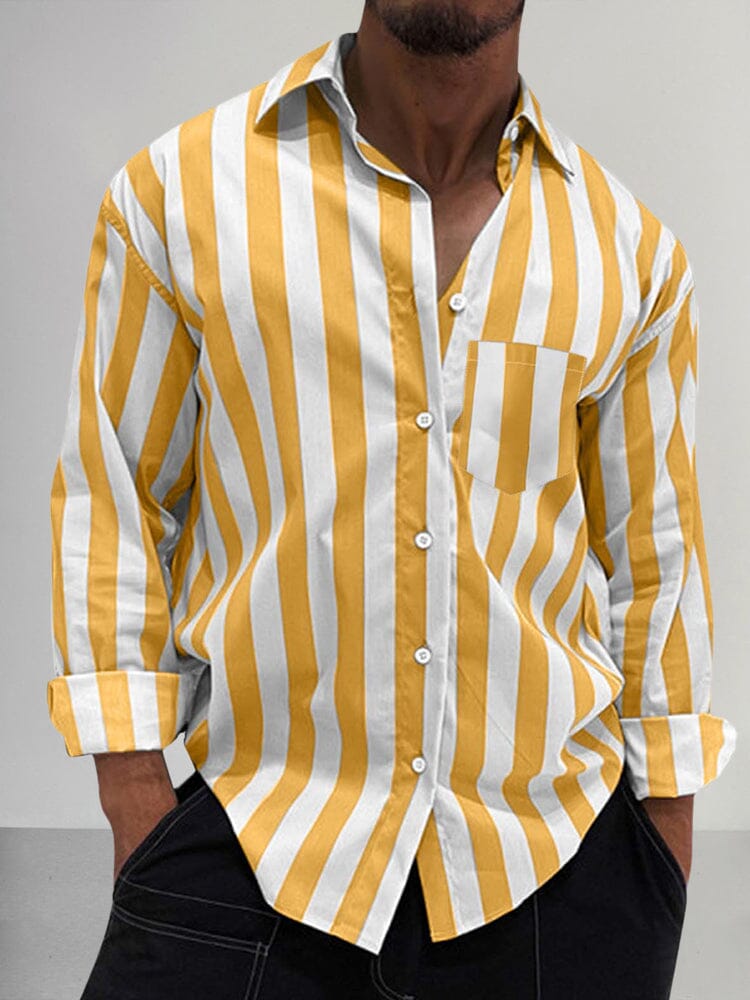 Premium Stretchy Stripe Shirt Shirts coofandy Yellow S 