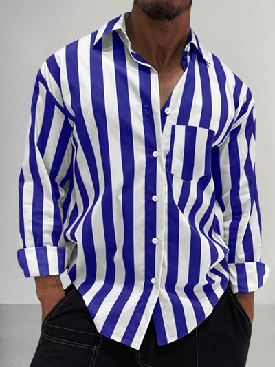 Premium Stretchy Stripe Shirt Shirts coofandy Royal Blue S 