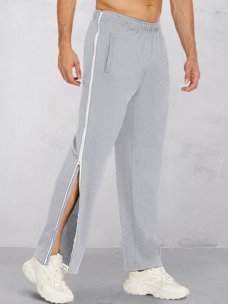 Cozy Dual Side Zippers Pants Pants coofandy Light Grey M 