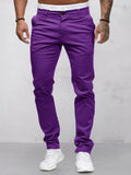 Casual Cozy Solid Pants Pants coofandy Purple M 