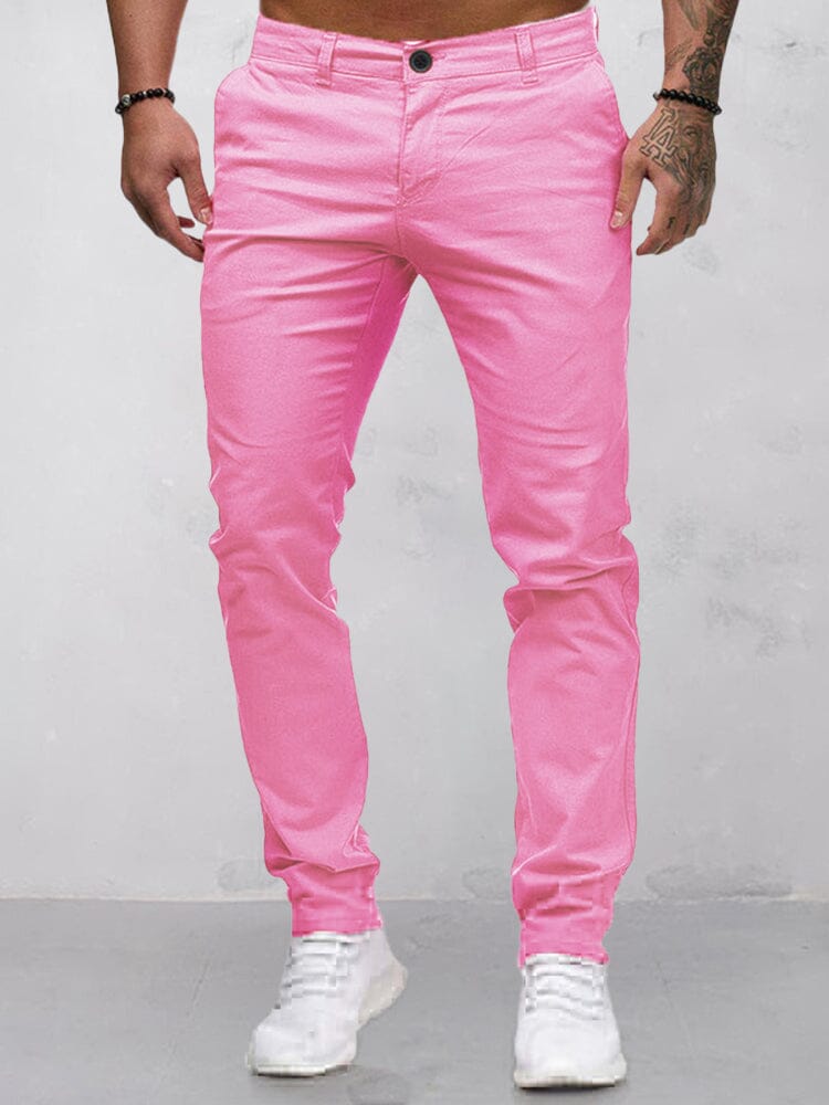 Casual Cozy Solid Pants Pants coofandy Pink M 