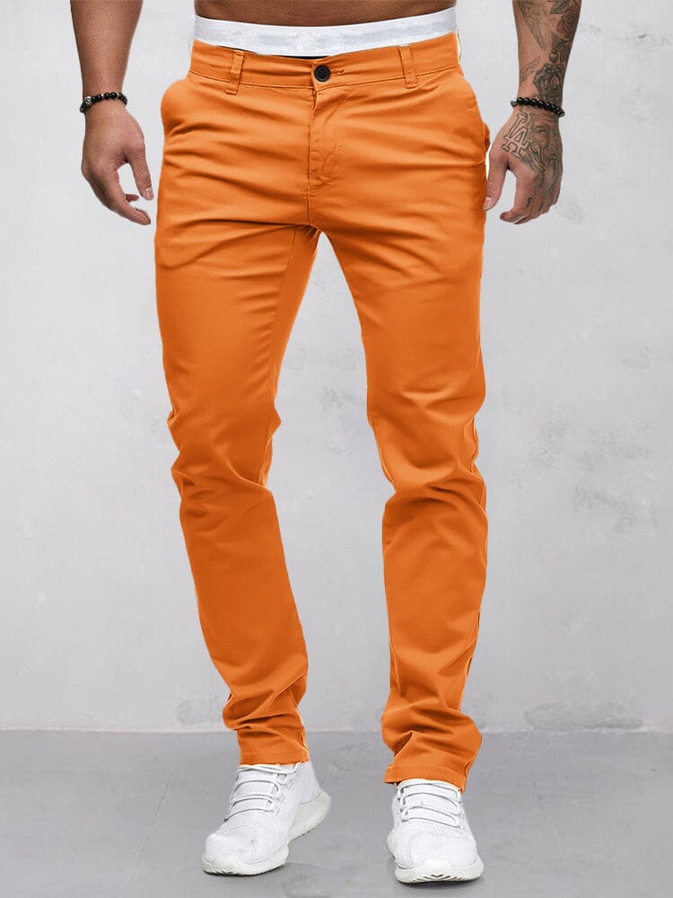 Casual Cozy Solid Pants Pants coofandy Orange M 