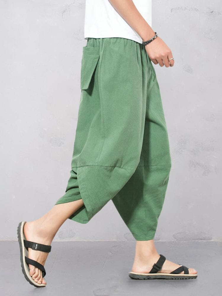 Cozy Loose Cotton Linen Pants Pants coofandy Green M 