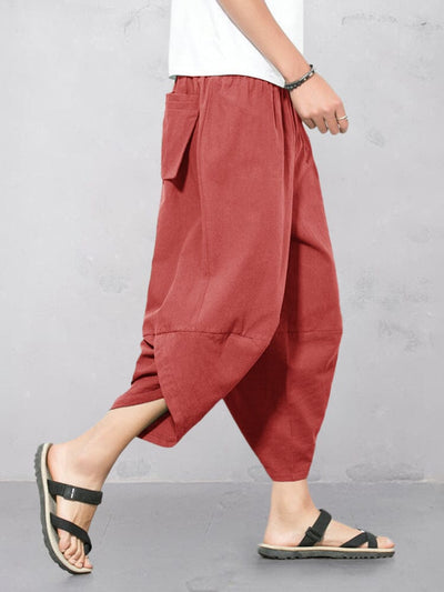 Cozy Loose Cotton Linen Pants Pants coofandy Red M 