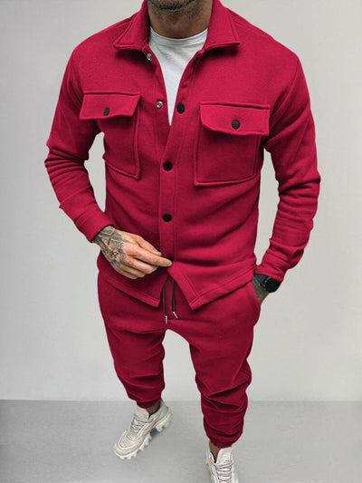 Casual Suede 2-Piece Set Sets coofandy Red M 