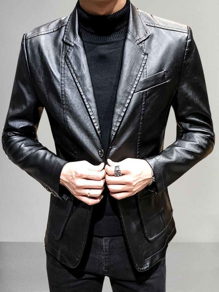 Stylish Classic Leather Blazer Blazer coofandy 