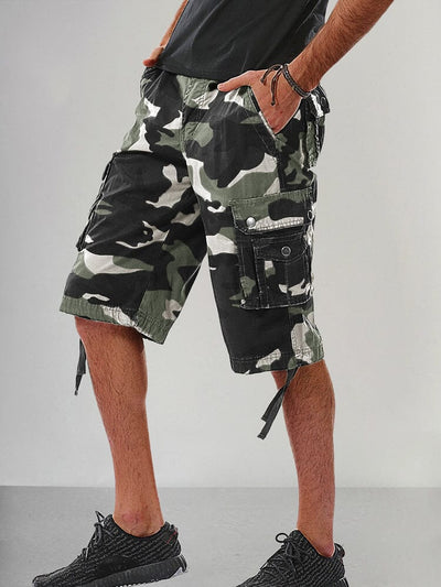 Stylish Cotton Camouflage Cargo Shorts Shorts coofandy Dark Army Green S 