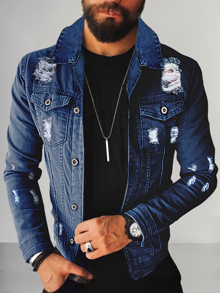 Casual 100% Cotton Denim Jacket Jackets coofandy PAT2 S 