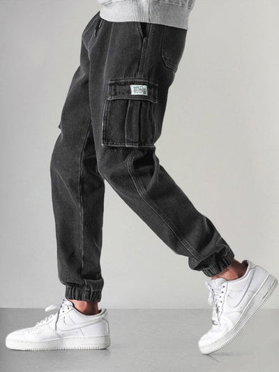 Casual 100% Cotton Cargo Jeans Pants coofandy Black S 
