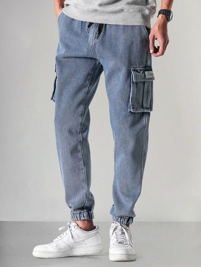 Casual 100% Cotton Cargo Jeans Pants coofandy 