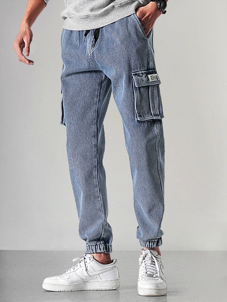 Casual 100% Cotton Cargo Jeans Pants coofandy 