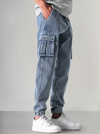 Casual 100% Cotton Cargo Jeans Pants coofandy 