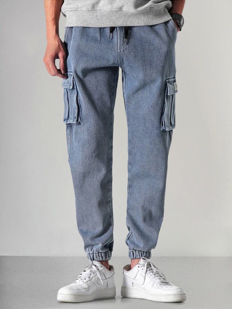 Casual 100% Cotton Cargo Jeans Pants coofandy 