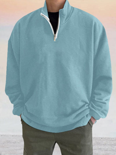 Casual Quarter Zip Sweatshirt Hoodies coofandy Blue M 