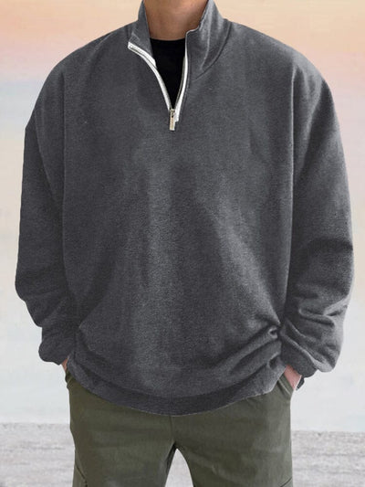 Casual Quarter Zip Sweatshirt Hoodies coofandy Dark Grey M 