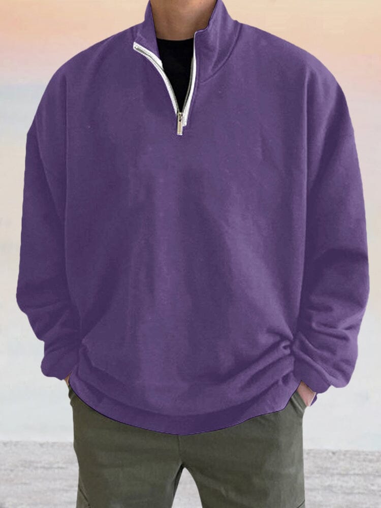 Casual Quarter Zip Sweatshirt Hoodies coofandy Purple M 