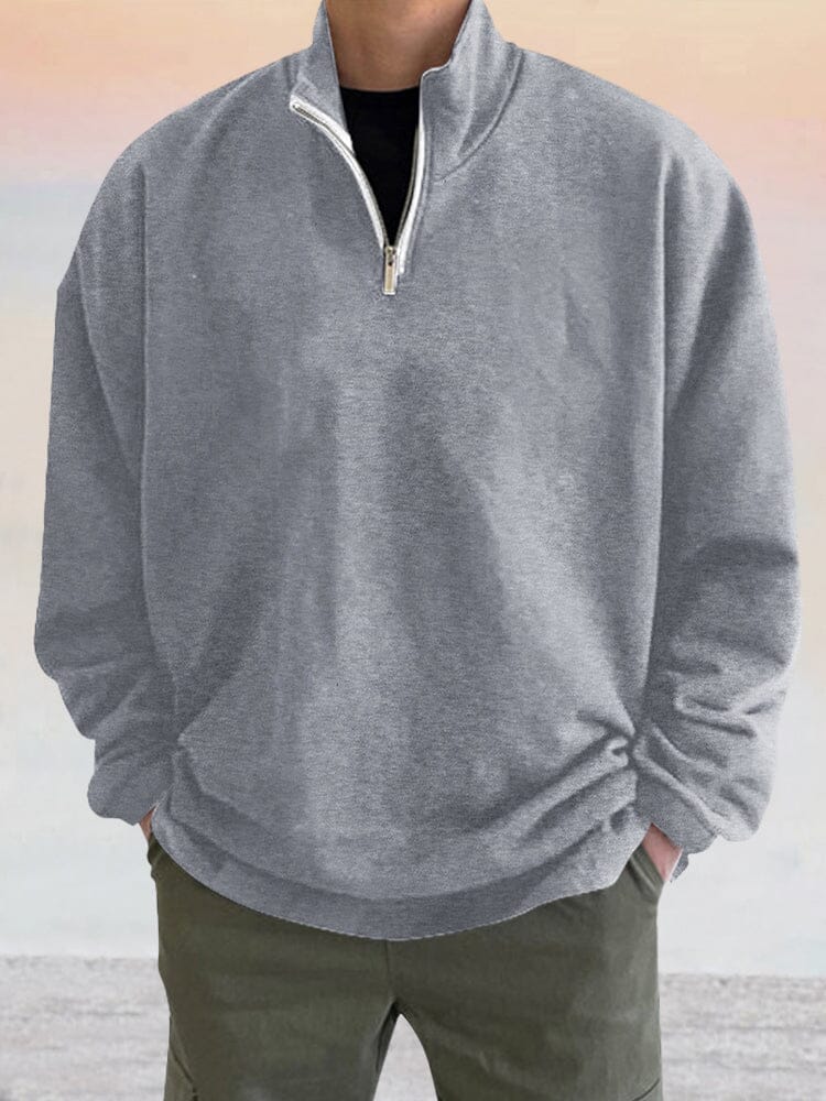Casual Quarter Zip Sweatshirt Hoodies coofandy Light Grey M 