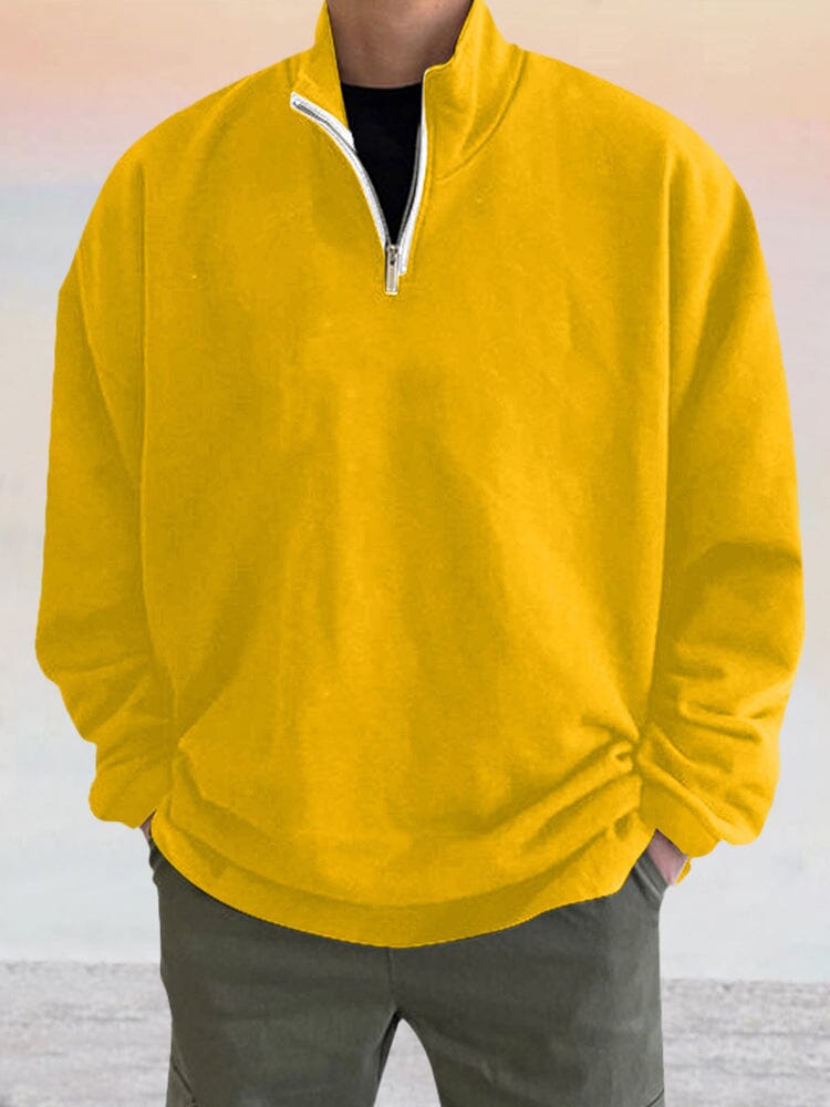 Casual Quarter Zip Sweatshirt Hoodies coofandy Yellow M 