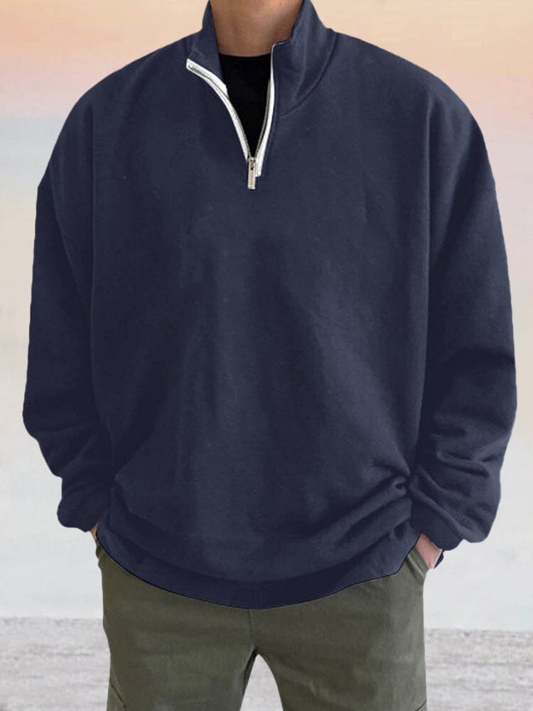 Casual Quarter Zip Sweatshirt Hoodies coofandy Navy Blue M 