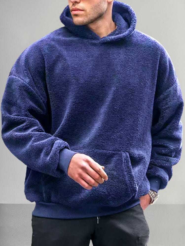 Comfy Lambswool Pullover Hoodie Hoodies coofandy Blue M 