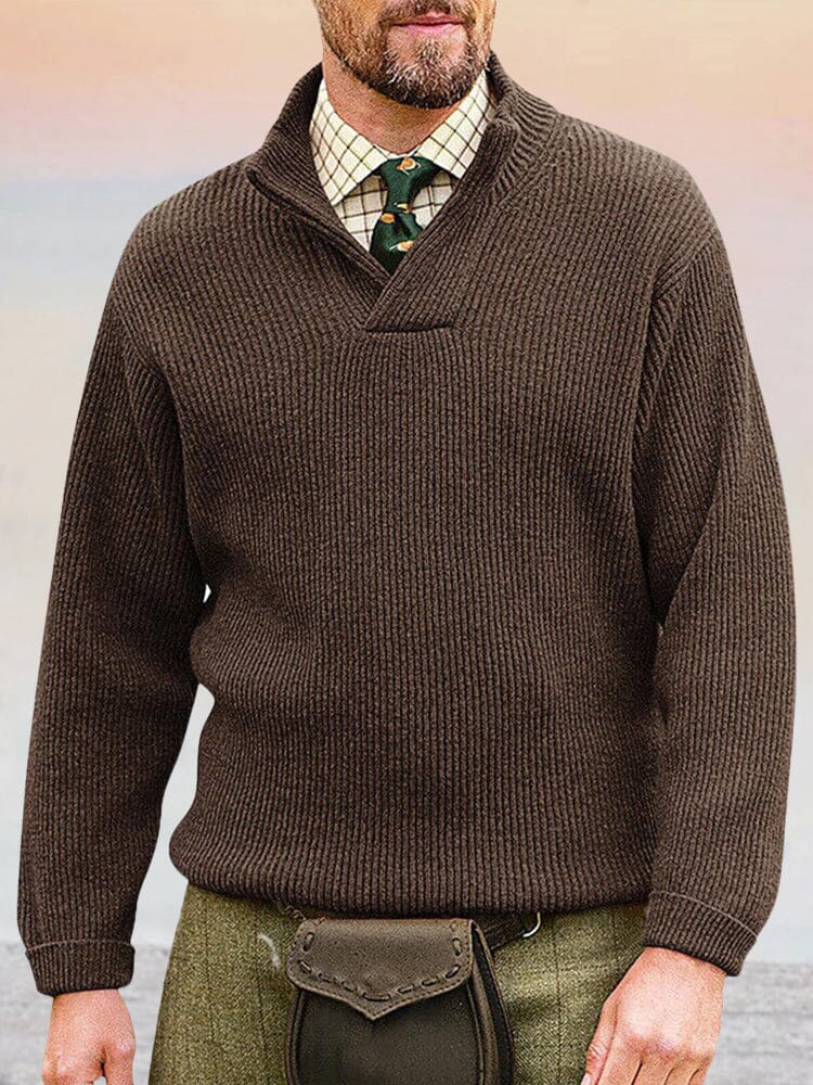 Versatile Solid Color Sweater Sweater coofandy Brown M 