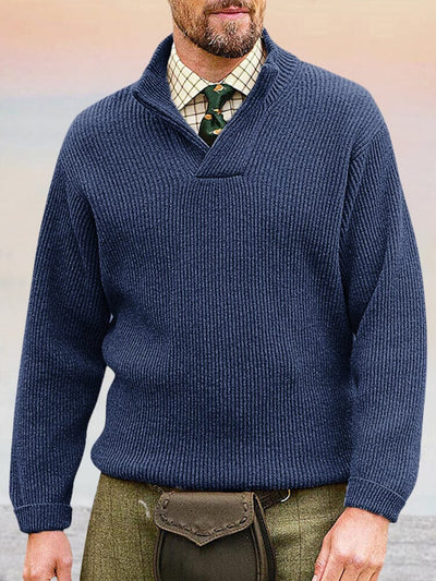 Versatile Solid Color Sweater Sweater coofandy Blue M 