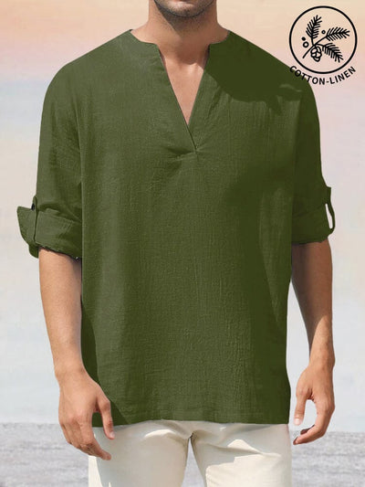 Casual Cotton Linen Shirt Shirts coofandystore Green S 