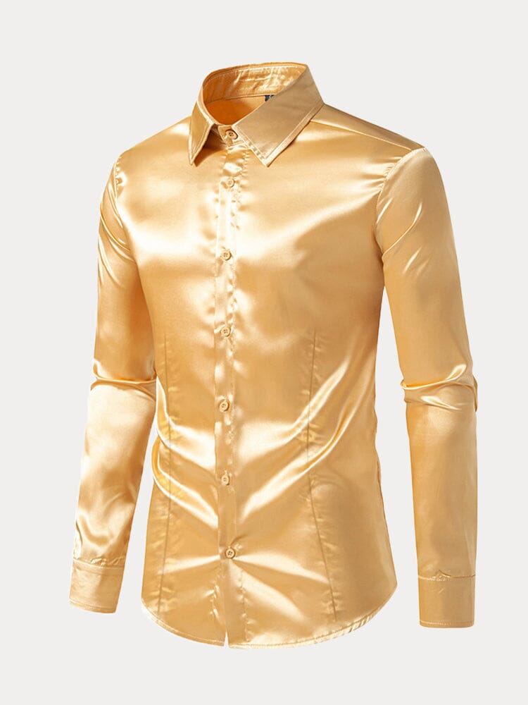 Shiny Satin Dress Shirt Shirts coofandy 