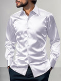 Shiny Satin Dress Shirt Shirts coofandy White S 