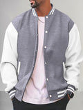 Casual Varsity Baseball Jacket Jackets coofandy Grey S 