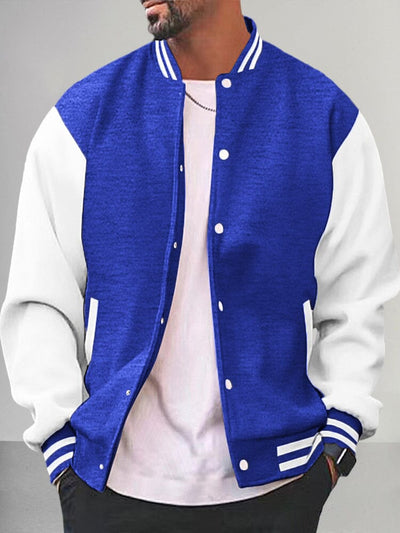 Casual Varsity Baseball Jacket Jackets coofandy Blue S 