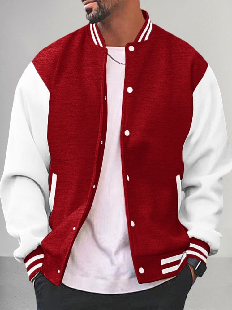 Casual Varsity Baseball Jacket Jackets coofandy Dark Red S 
