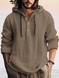 Cozy Cotton Linen Hoodie Hoodies coofandy Brown S 