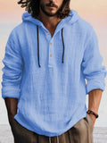 Cozy Cotton Linen Hoodie Hoodies coofandy Clear Blue S 