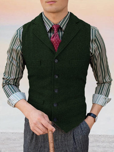 Classic Lapel Suit Vest Vest coofandy Dark Green XS 