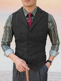 Classic Lapel Suit Vest Vest coofandy Black XS 
