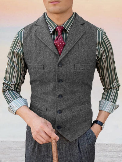 Classic Lapel Suit Vest Vest coofandy Dark Grey XS 