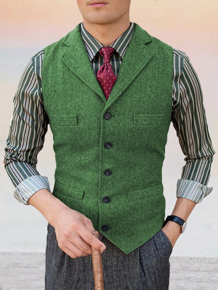 Classic Lapel Suit Vest Vest coofandy Green XS 