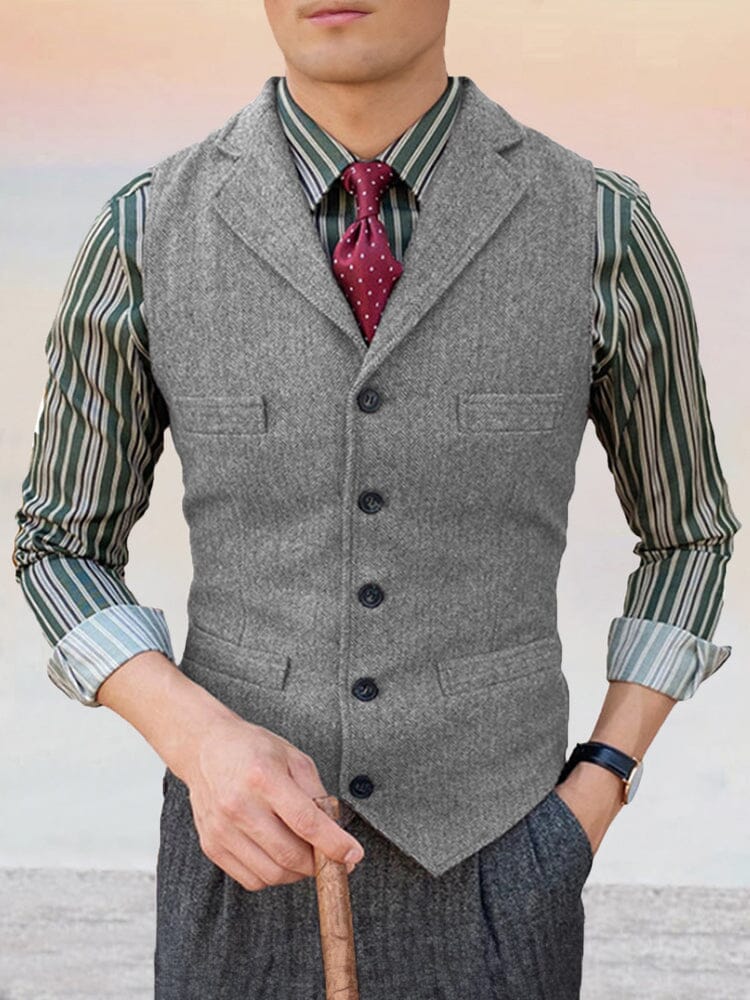Classic Lapel Suit Vest Vest coofandy Light Grey XS 