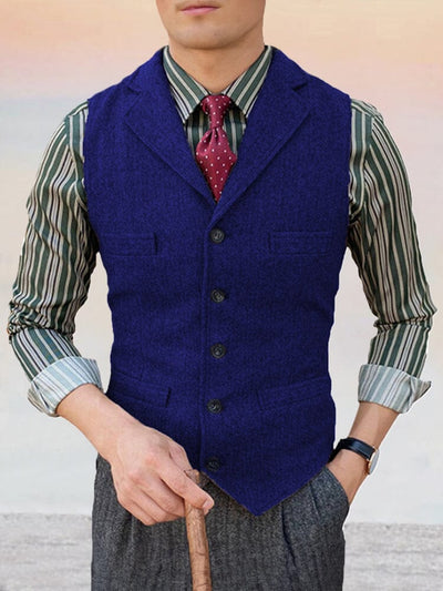 Classic Lapel Suit Vest Vest coofandy Rayal Blue XS 
