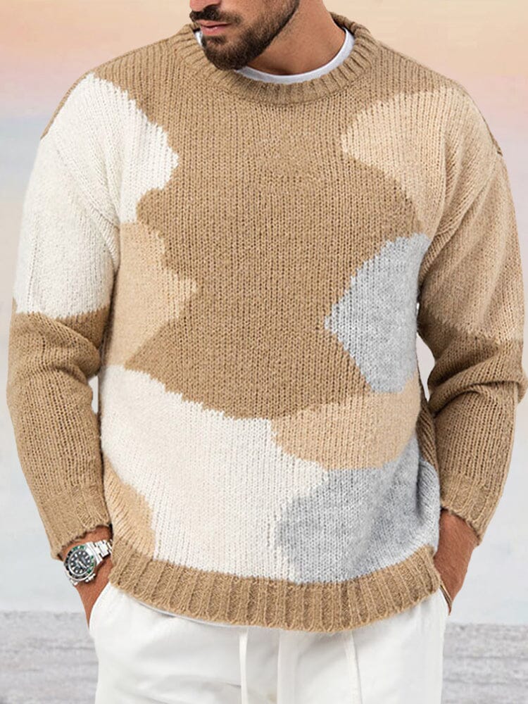 Soft Pullover Jacquard Sweater Sweater coofandy Khaki M 