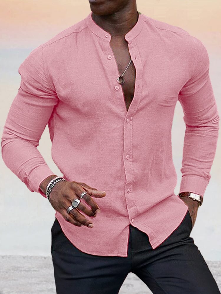 Cozy Cotton Linen Shirt Shirts coofandystore Pink S 