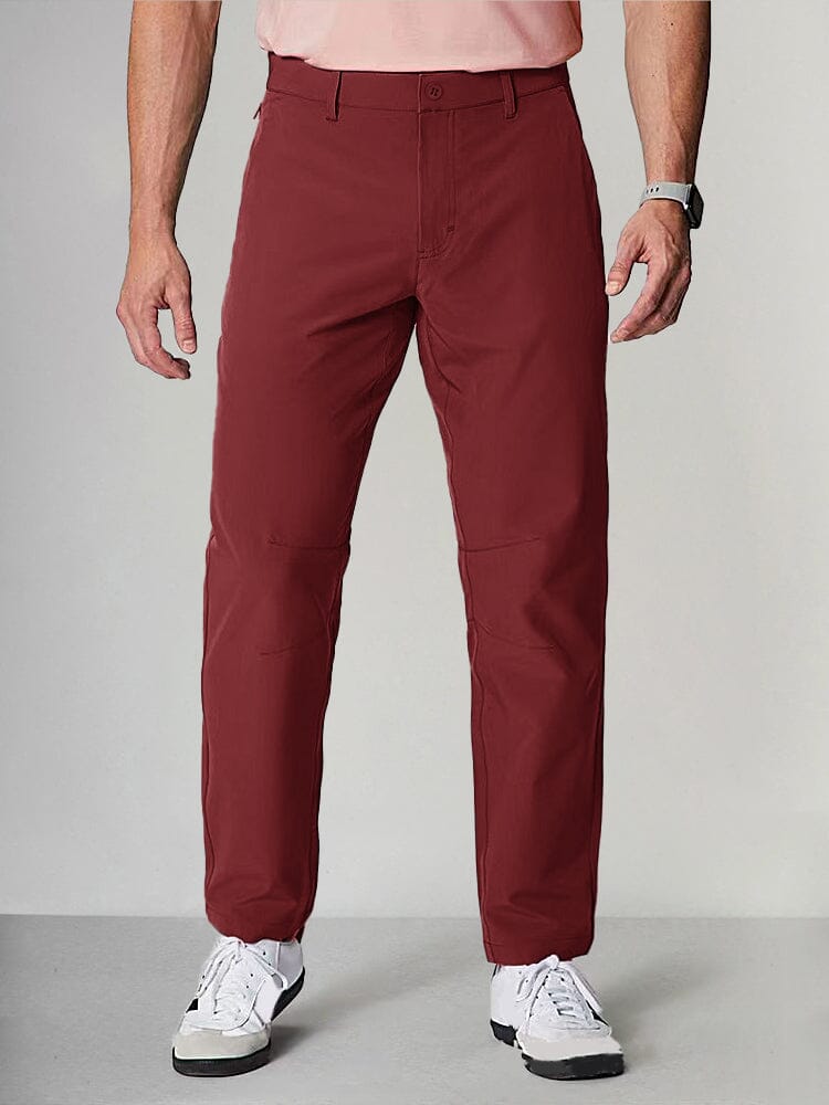 Basic Straight Suit Pants Pants coofandy Wine Red S 