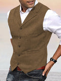 Herringbone Tweed Suit Vest Vest coofandy Khaki S 