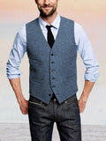 Classic Retro Tweed Vest Vest coofandy Blue XS 